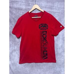 Ecko Unltd V-Neck Red T-Shirt with Front Logo Graphics size M